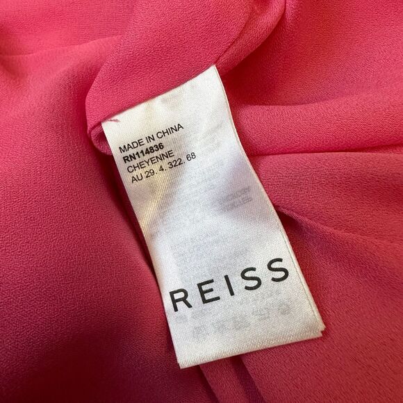 REISS Cheyenne Back-Cutout Midi Dress Bow Tie in Pink/White - Picture 14 of 16